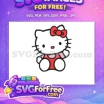 Free Red Bow Hello Kitty Free Sitting Pose Free SVG - Instant Download