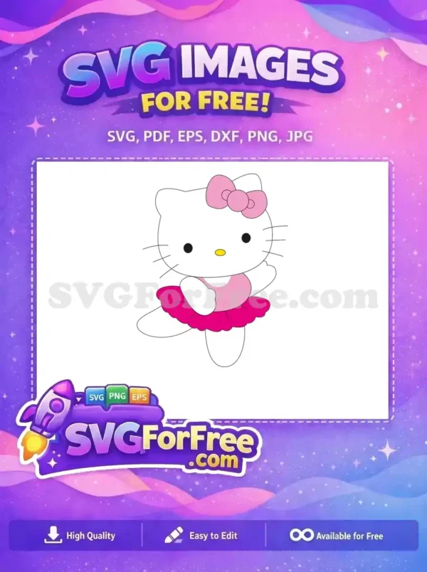 Free Pink Bow Free Ballerina Tutu Hello Kitty Free SVG 2