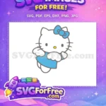 Free Blue Bow Hello Kitty Free Dress Happy Free SVG - Instant Download