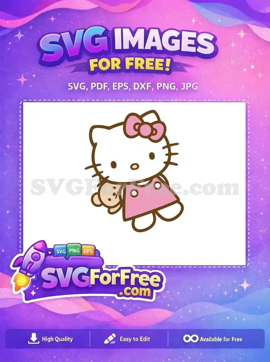 Free Pink Bow Free Teddy Bear Hello Kitty Free SVG 1