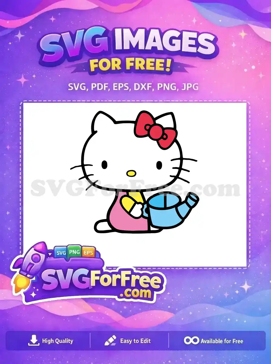 Free Hello Kitty Bow Free Watering Can Pink Dress Free SVG