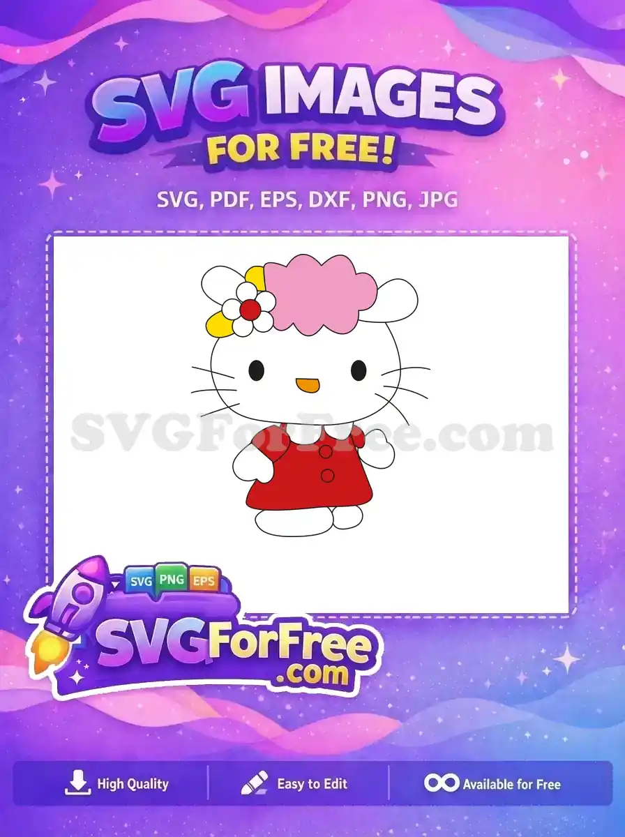 Free Pink Cloud Free Red Dress Hello Kitty Free SVG