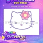 Free Lilac Outline Free Pink Flower Hello Kitty Free SVG - Instant Download