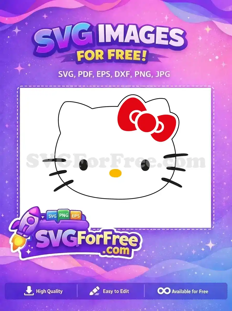 Free Red Bow Hello Kitty Free Face Cute Free SVG