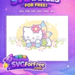 Free Winking Hello Kitty Flower Crown Free Pastel Butterfly Hello Kitty Free SVG - Instant Download