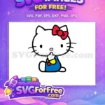 Free Thinking Hello Kitty Free Blue Dress Cute Free SVG - Instant Download