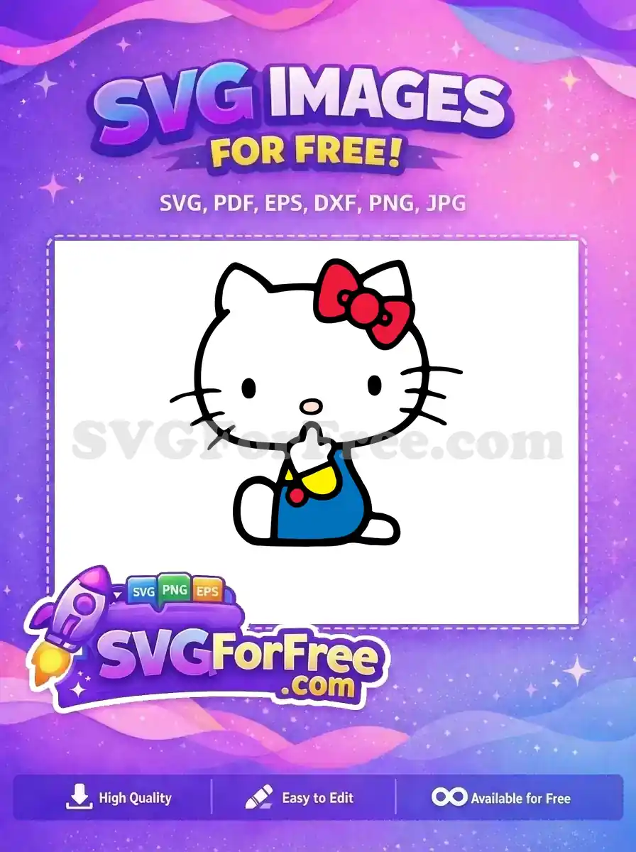 Free Thinking Hello Kitty Free Blue Dress Cute Free SVG