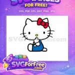 Free Thinking Hello Kitty Free Blue Dress Funny Free SVG - Instant Download