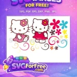 Free Cute Hello Kitty with Flowers Free Pink Dress Movie Free SVG - Instant Download