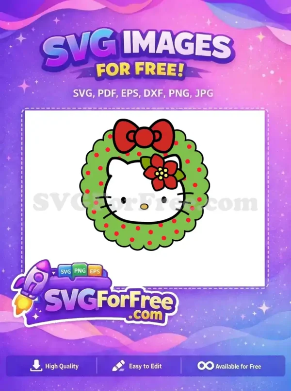 Free Red Bow Free Flower Wreath Hello Kitty Free SVG