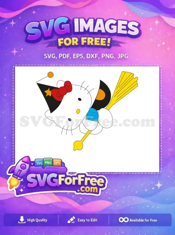 Free Witch Hat Free Broom Hello Kitty Free SVG 1