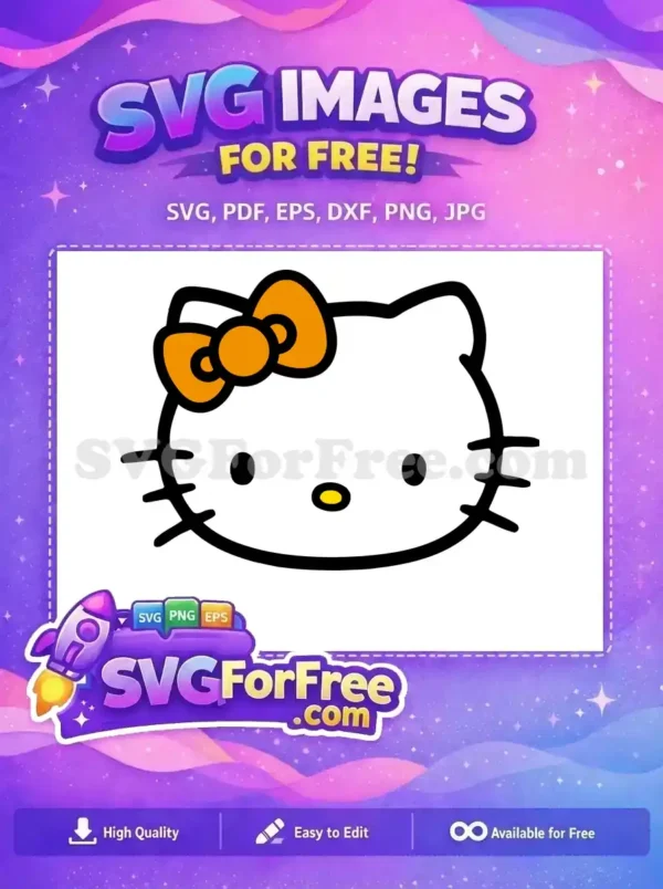 Free Orange Bow Hello Kitty Free Adorable Icon Free SVG Free Orange Bow Hello Kitty Free Adorable Icon Free SVG