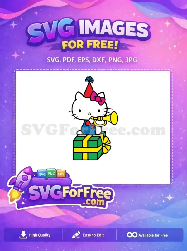 Free Party Hat Free Trumpet Hello Kitty Free SVG