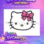 Free Pink Bow Hello Kitty Free Cute Face Free SVG 1 - Instant Download