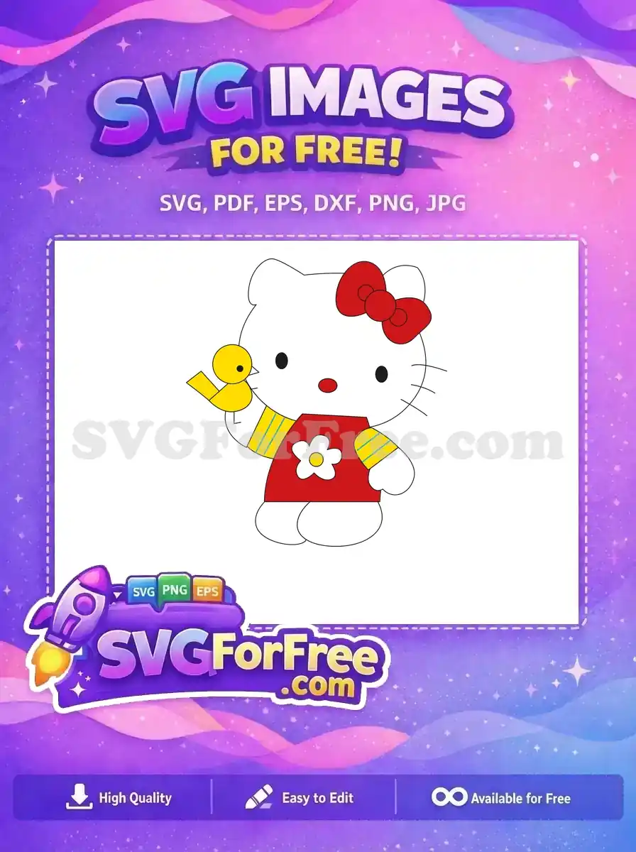 Free Red Bow Hello Kitty Free Yellow Bird Free SVG