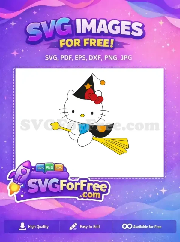 Free Witch Hat Free Broom Hello Kitty Free SVG 2
