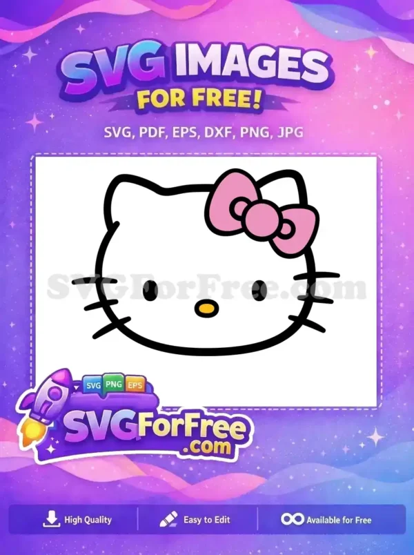 Free Pink Bow Hello Kitty Face Free Cute Free SVG