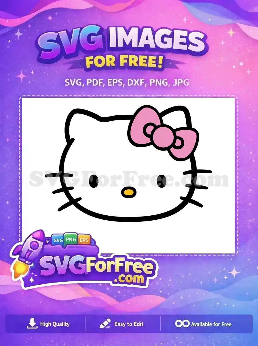 Free Pink Bow Hello Kitty Face Free Cute Free SVG