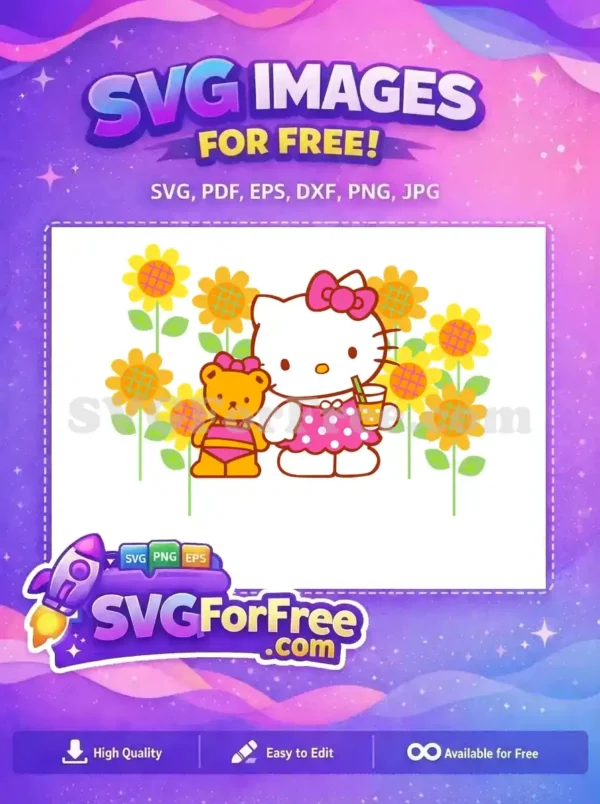 Free Pink Bow Hello Kitty Free Summer Drink Friends Free SVG