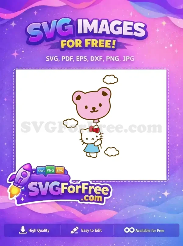 Free Red Bow Free Blue Dress Hello Kitty Free SVG 2