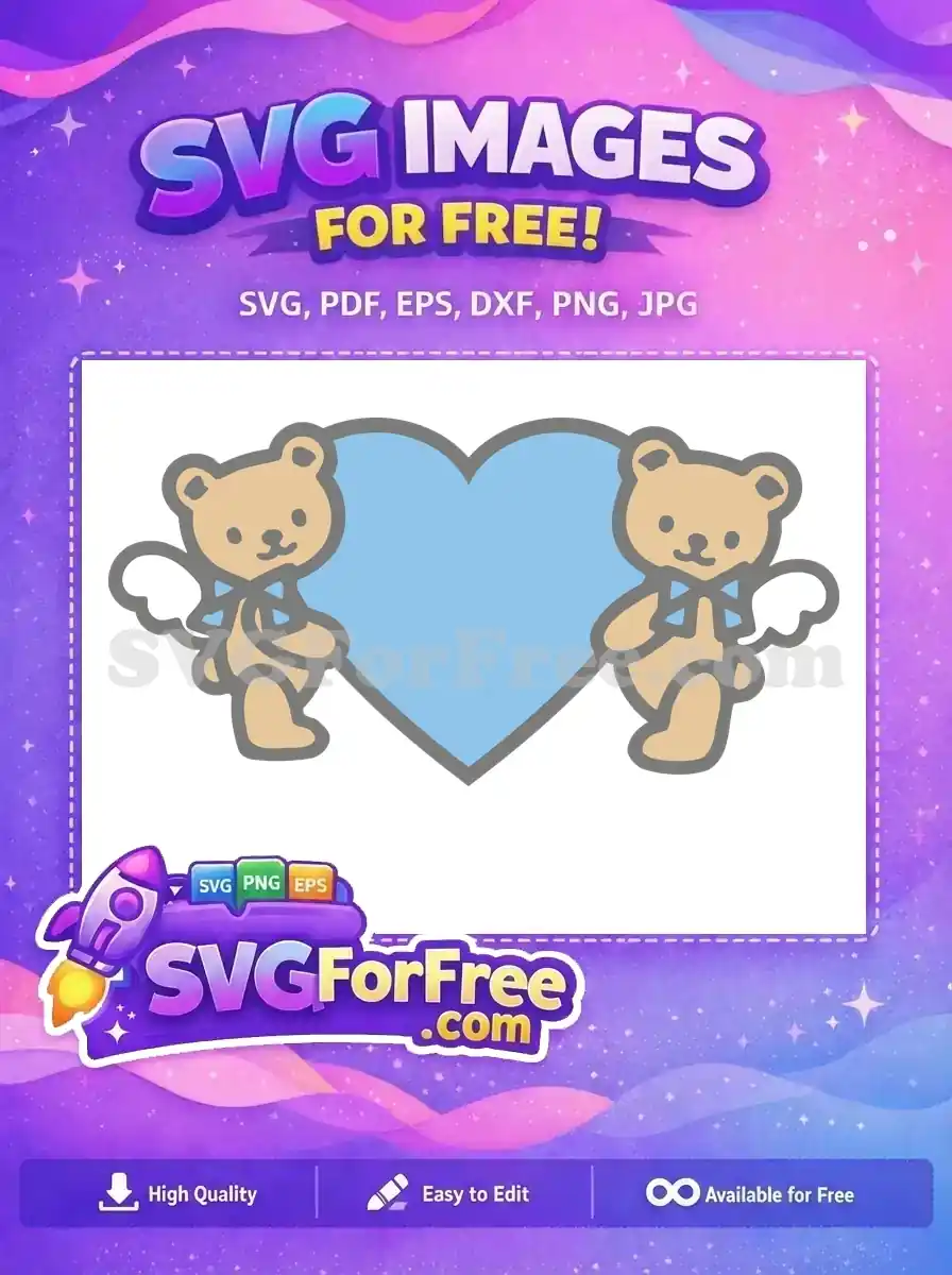 Free Angel Wings Free Blue Heart Teddy Bears Movie Free SVG