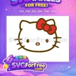 Free Red Bow Hello Kitty Free Cute Face Design Free SVG 1 - Instant Download