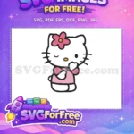 Free Pink Flower Free Winking Hello Kitty Movie Free SVG - Instant Download