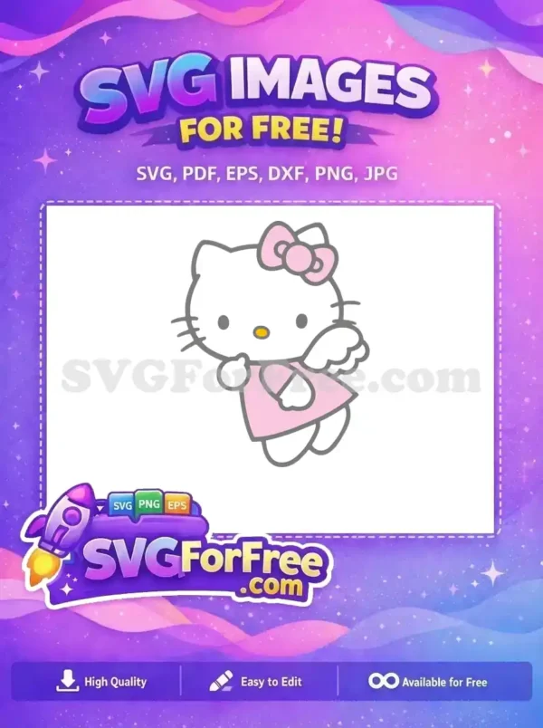 Free Pink Bow Free Angel Wings Hello Kitty Free SVG 1