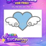 Free Light Blue Heart Free with Wings Hello Kitty Free SVG - Instant Download