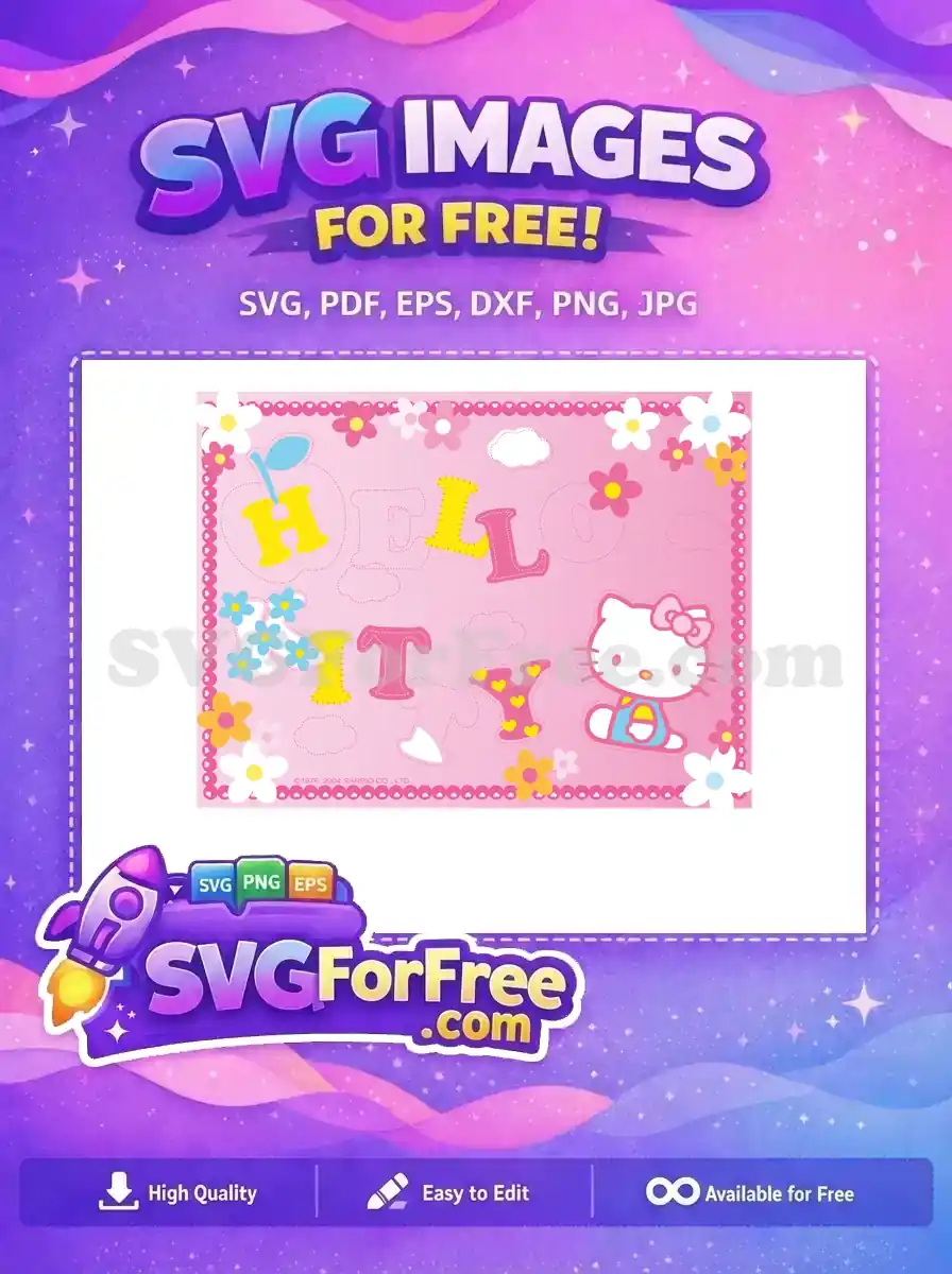 Free Pink Flowers Free Hello Kitty Patchwork Free SVG