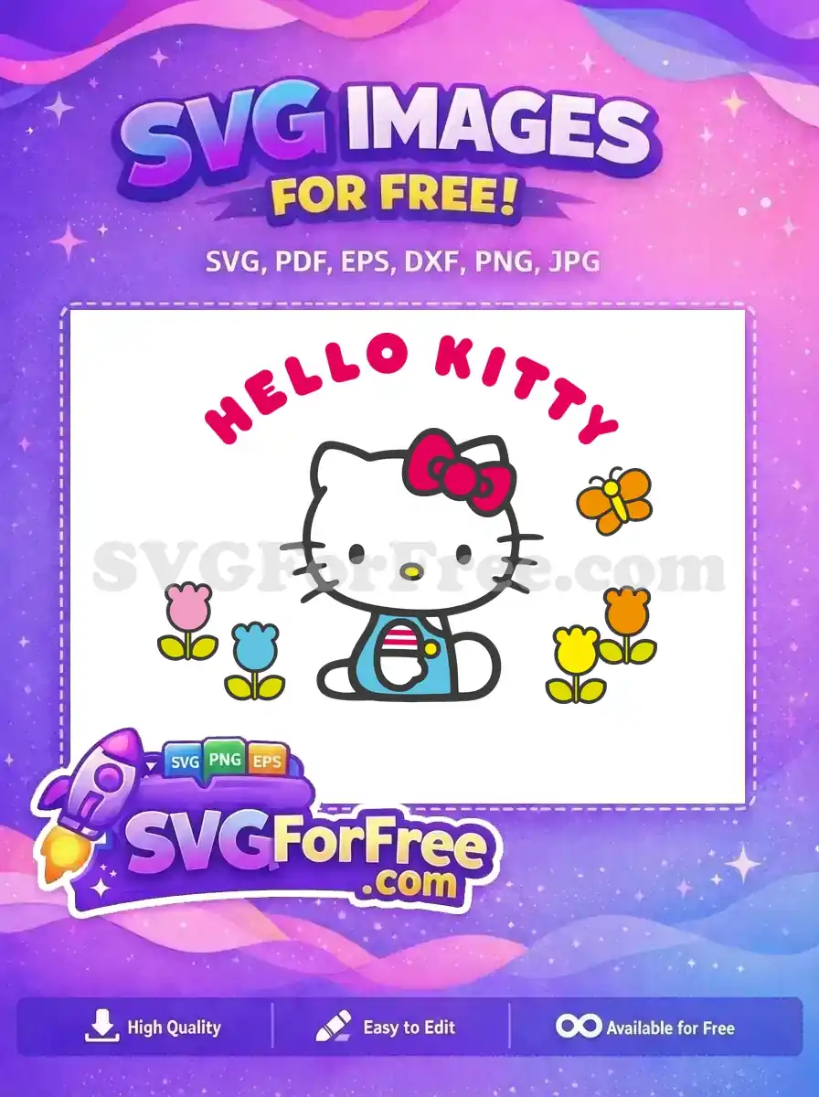 Free Pink Bow Free Blue Outfit Hello Kitty Free SVG 2