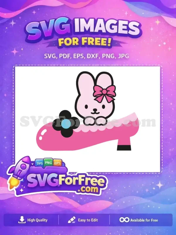 Free Pink Bow Bunny Free On Shoe Hello Kitty Free SVG