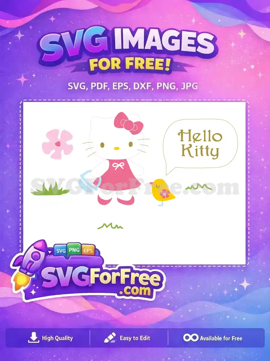 Free Pink Dress Free Yellow Bird Hello Kitty Free SVG
