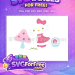 Free Pink Bow Hello Kitty Free Mushroom Basket Scene Free SVG - Instant Download