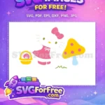 Free Pink Bow Hello Kitty Free Easter Basket Scene Free SVG - Instant Download
