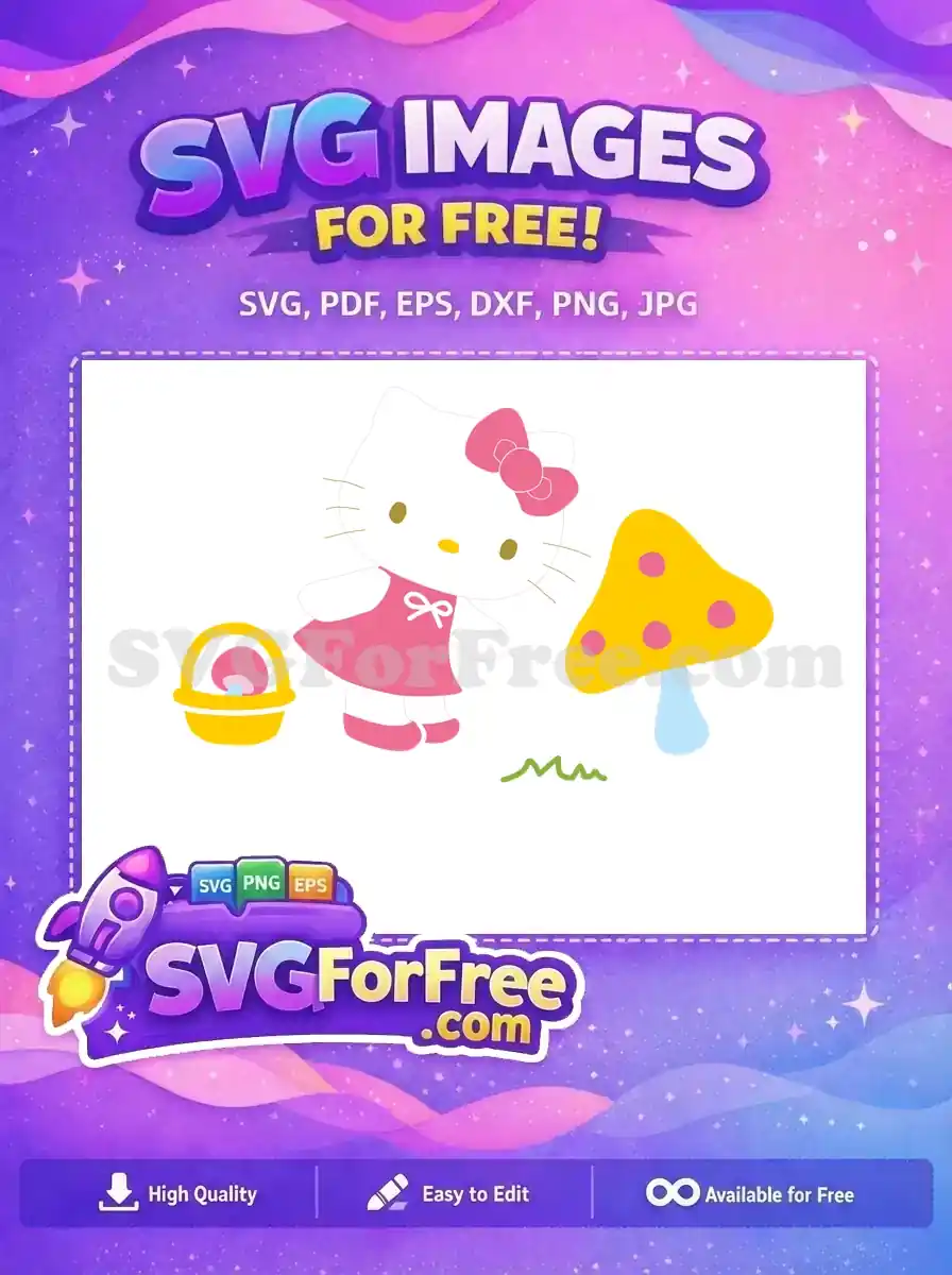 Free Pink Bow Hello Kitty Free Easter Basket Scene Free SVG