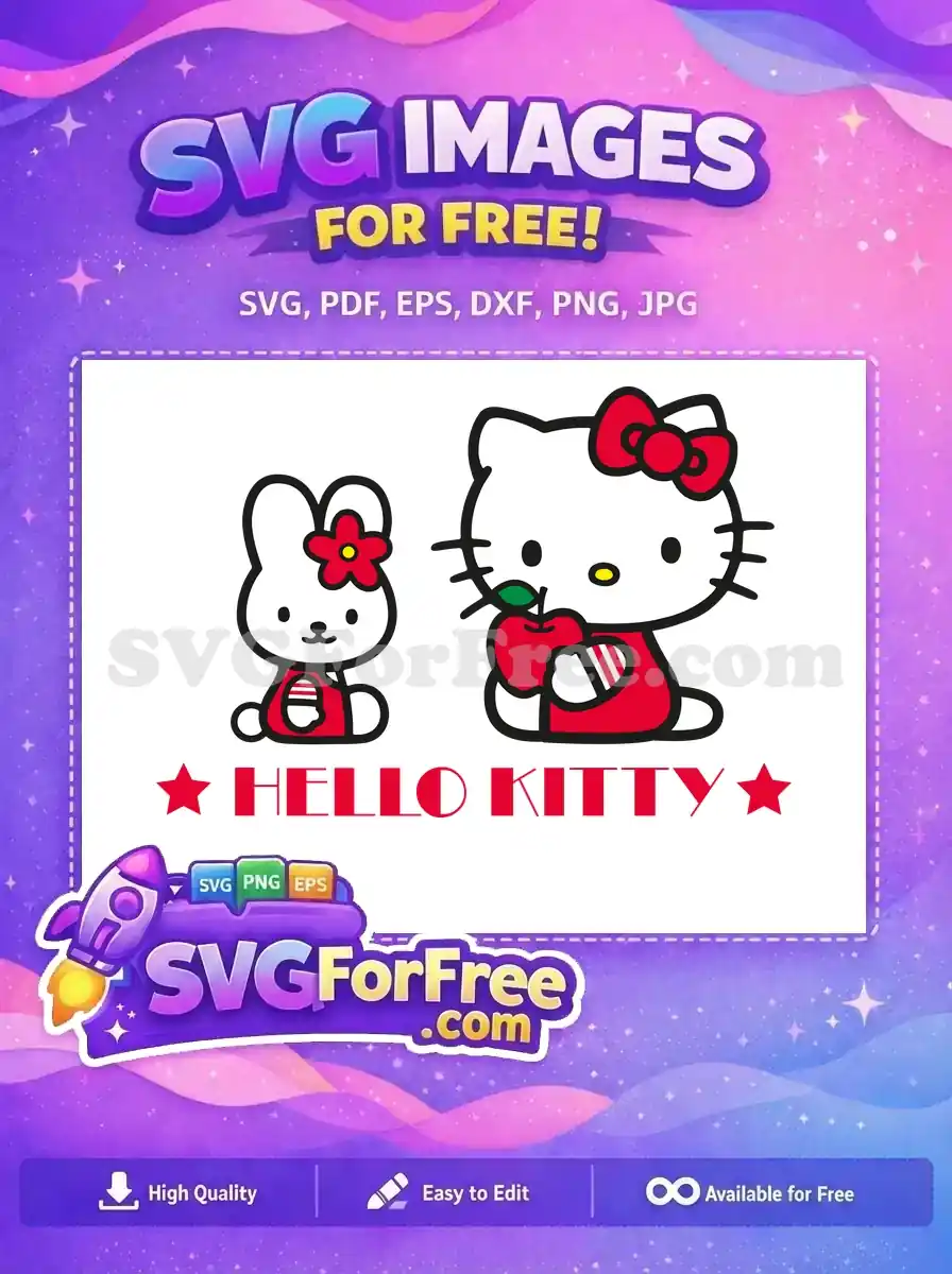 Free Smiling Hello Kitty Free Holding Apple Hello Kitty Free SVG