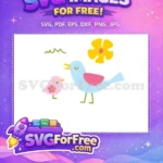 Free Blue Bird Singing Free Pink Flower Spring Free SVG - Instant Download