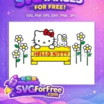 Free Red Bow Hello Kitty Free Bunny Friend Hello Kitty Free SVG - Instant Download