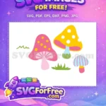 Free Pink Mushroom Free Yellow Mushroom Garden Free SVG - Instant Download