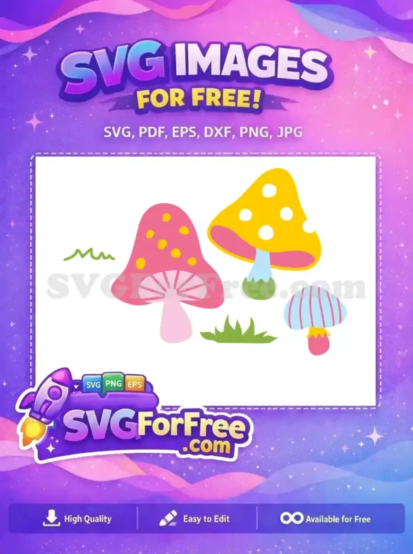 Free Pink Mushroom Free Yellow Mushroom Garden Free SVG