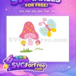 Free Pink Mushroom Free Blue Butterfly Hello Kitty Free SVG - Instant Download