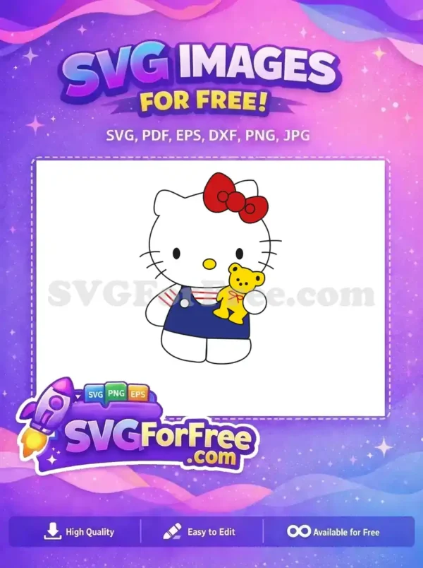 Free Red Bow Free Yellow Teddy Hello Kitty Free SVG 2