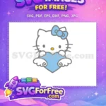 Free Blue Bow Hello Kitty Heart Free Hug Free SVG - Instant Download