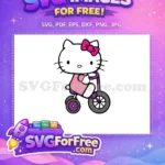 Free Pink Bow Free Tricycle Ride Hello Kitty Free SVG - Instant Download