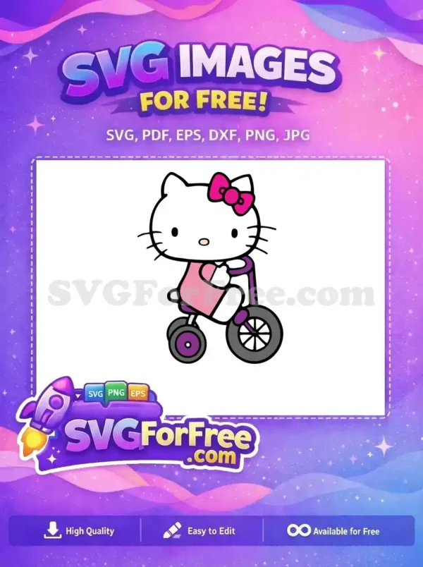Free Pink Bow Free Tricycle Ride Hello Kitty Free SVG