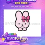 Free Pink Bow Hello Kitty Free Kawaii Face Free SVG - Instant Download