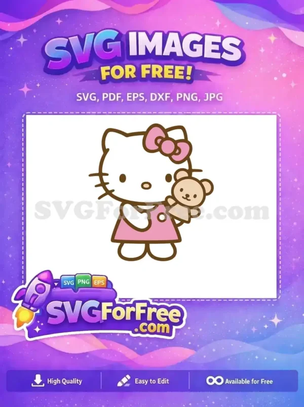 Free Pink Bow Free Teddy Bear Hello Kitty Free SVG 3