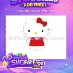 Free Red Bow Hello Kitty Free Cute Face Design Free SVG 2 - Instant Download
