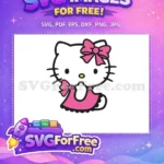 Free Pink Bow Hello Kitty Free Dress Cute Free SVG - Instant Download